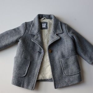 Gap Kids Herringbone toddler shearing lined pea coat size 18-24 mos